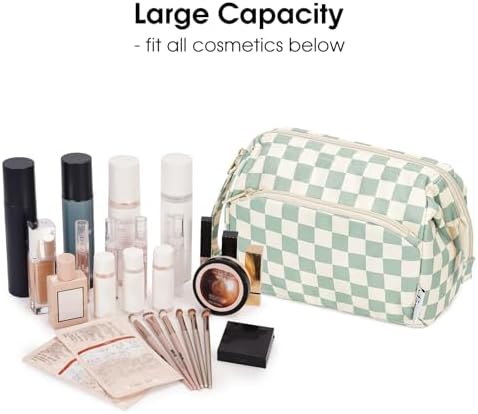 41druhzlhml. ac 1.jpg Narwey Minzgrün Kulturtasche Damen Reise Make-up-Tasche Weit Offene Tasche Kosmetiktasche