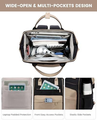 41eyvpxbf8l. ac .jpg LVOOK Rucksack Damen 15,6 Zoll Laptop Schulrucksack Wasserdicht mit USB & Laptopfach, ideal für Arbeit, Schule & Uni, Re