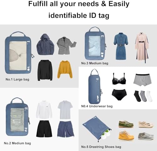 41effam5ohl. ac .jpg ECOHUB 5 Teilige Kompression Koffer Organizer Set für Reiseglobalrecyclemax