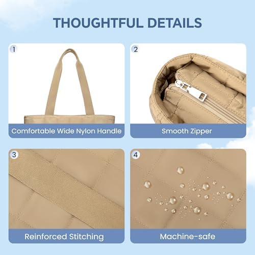 41ejd1rjxtl. ac .jpg Befen Puffer Tote Bag Damen Groß Handtasche Sporttasche Tragbare Laptoptasche 15,6 Zoll mit Reißverschluss für Reisen, S