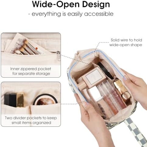 41fjogjlecl. ac 1.jpg Narwey Minzgrün Kulturtasche Damen Reise Make-up-Tasche Weit Offene Tasche Kosmetiktasche