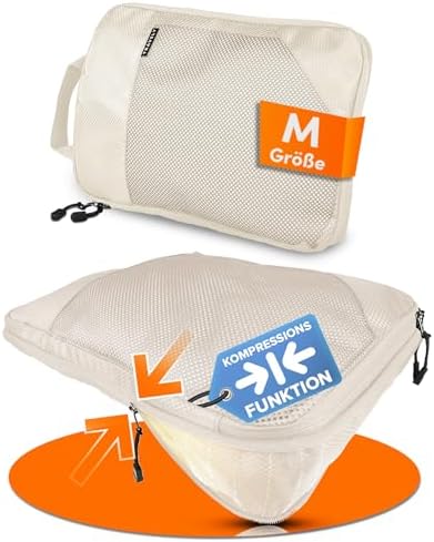 41fqlewrql. ac .jpg Travely Kompression Packwürfel - 8-teiliges Set - Packwürfel für Reise und Rucksack - Kompressionsbeutel als Kofferorgan