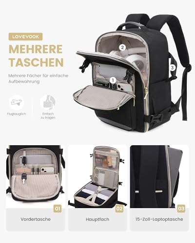 41g7ovradwl. ac .jpg LOVEVOOK Ryanair Handgepäck für Damen Herren | Carry On Tasche 40x30x20cm | Eurowings Wizz Cabine Richtung | Laptop Komp