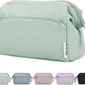 Narwey Minzgrün Kulturtasche Damen Reise Make-up-Tasche Weit Offene Tasche Kosmetiktasche