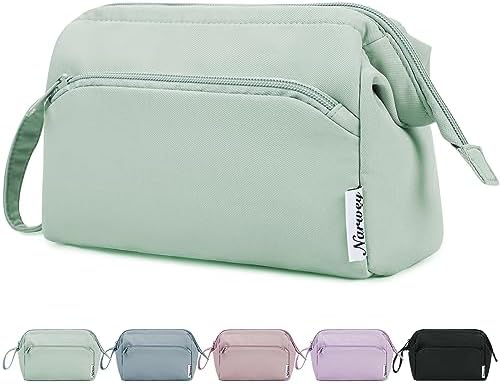 41g9tusdxyl. ac 1.jpg Narwey Minzgrün Kulturtasche Damen Reise Make-up-Tasche Weit Offene Tasche Kosmetiktasche