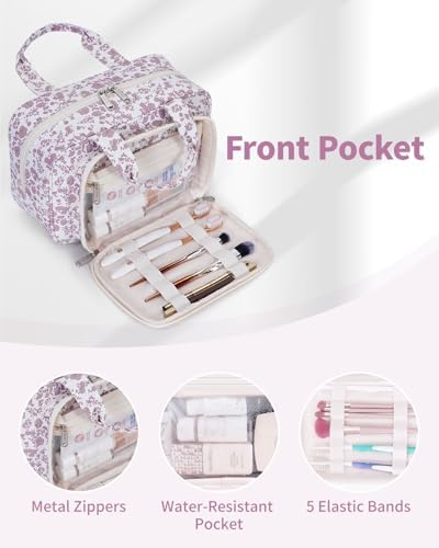 41ggn7qza4l. ac .jpg Narwey Damen Waschtasche Groß & Kosmetiktasche für Herren & Kinder (Kleine Graublaue Blume)