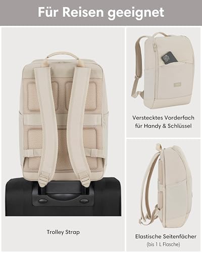 41goz3wqitl. ac .jpg LARKSON Laptop Rucksack Herren & Damen Schwarz - Notebook Backpack für Business- und Reisegebrauch - 16 Zoll Wasserabwei
