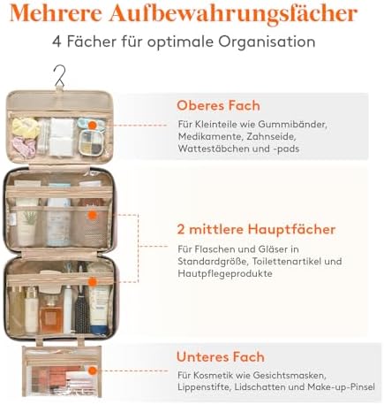 41h8ztvezpl. ac .jpg Lifewit Reise Kulturbeutel Damen zum Aufhängen mit Organizer Funktion Groß Pink Recycled Claim Standard 100