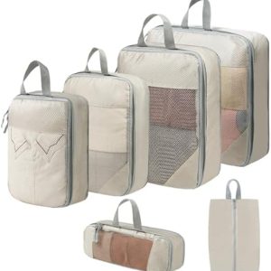 HEYANN Reisekompressionspackwürfel für Frauen und Mädchen Beige