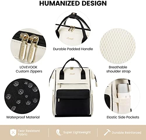 41i22dfewl. ac .jpg LVOOK Rucksack Damen 15,6 Zoll Laptop Schulrucksack Wasserdicht mit USB & Laptopfach, ideal für Arbeit, Schule & Uni, Re