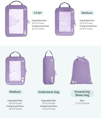 41iiwz23lfl. ac .jpg ECOHUB 5 Teilige Kompression Koffer Organizer Set für Reiseglobalrecyclemax