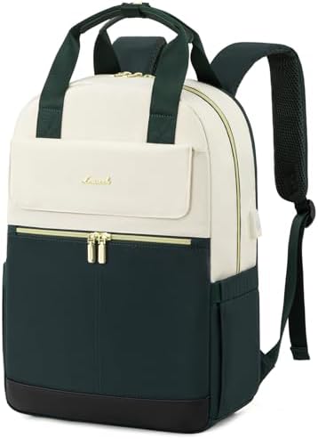 41iqsdp5kml. ac .jpg LOVEVOOK Damen Rucksack, 15,6 Zoll Laptop Schulrucksack, Wasserdicht, Reiserucksack, Beige OEKO-TEX STANDARD 100