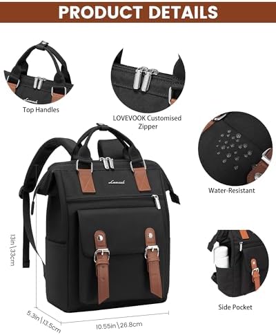 41iti5l9xhl. ac .jpg LOVEVOOK Damen Wasserdicht Schulrucksack Schwarzujetzt shoppen! OEKO-TEX STANDARD 100
