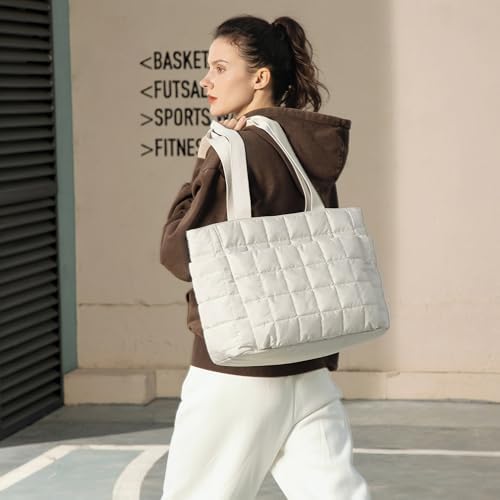 41ipolt g5l. ac .jpg Befen Puffer Tote Bag Damen Groß Handtasche Sporttasche Tragbare Laptoptasche 15,6 Zoll mit Reißverschluss für Reisen, S