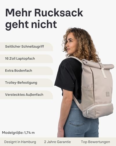 41iqt7htuel. ac .jpg Johnny Urban Rucksack Damen und Herren - Allen Medium - Wasserabweisend - Mit Laptopfach für Uni, Fahrrad und Business -