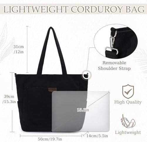 41jg69j1vkl. ac .jpg Chase Chic Cord Tasche Große Shopper Tasche Damen Laptoptasche Handtasche für Arbeit und Schule mit Riemen