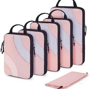 Bagsmart Kompressions-Verpackungswürfel für Reisen, Babyrosa, 6er-Set, leichter Pack-Organizer und Reisepackwürfel für K