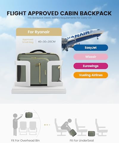 41jhykozpcl. ac .jpg LOVEVOOK Ryanair Handgepäck für Damen Herren | Carry On Tasche 40x30x20cm | Eurowings Wizz Cabine Richtung | Laptop Komp