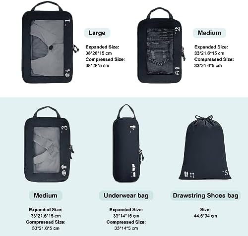 41jk csnjl. ac .jpg ECOHUB 5 Teilige Kompression Koffer Organizer Set für Reiseglobalrecyclemax