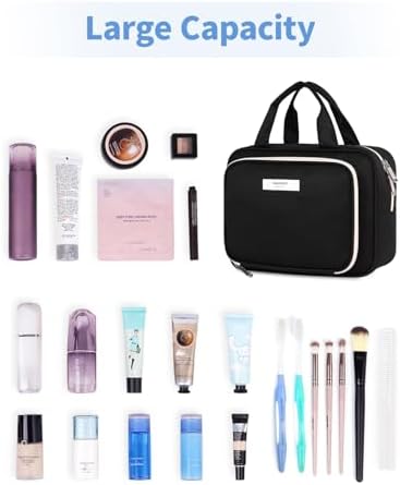 41jrdkr5mkl. ac .jpg Narwey Damen Waschtasche Groß & Kosmetiktasche für Herren & Kinder (Kleine Graublaue Blume)