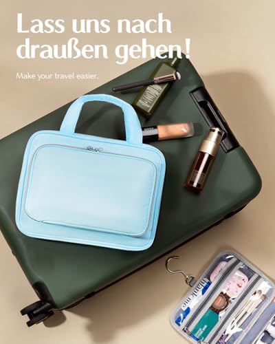 41ja9hggul. ac .jpg Chakipee Wasserdichte Reisekulturbeutel zum Aufhängen für Damen – Leichte Waschtasche mit Klarfenster, Ideal für Make-up