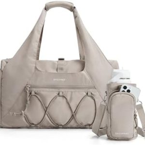 Bagsmart Sporttasche für Damenaktiv mit Schuhfach, Weekender und Wasserschutz für Workoutraum Yogatrainings, Kamel