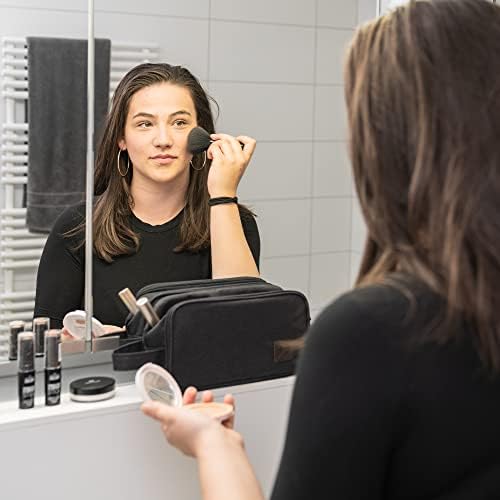 41jvikameol. ac 1.jpg Obics Kulturbeutel Gross grau 8L XL - für Herren & Damen - zum Aufhängen & mit Spiegel - 10 Fächer - ideal für Camping &