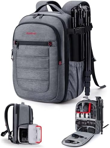 41jwbca2zl. ac .jpg BagSmart Kamerarucksack Wasserdicht für Fotografen, 15,6-Zoll Laptopfach, Schwarz