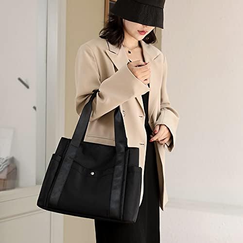 41kiu3ao1zl. ac .jpg JIANLINST Schwarz Lässige Schultertasche Damen Handtasche Multi-Pocket Tote Henkeltasche Shopper