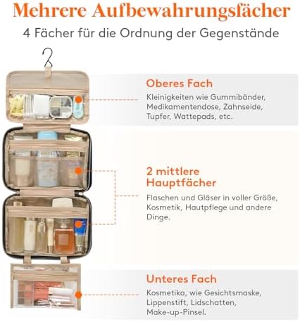 41kxnsfa4nl. ac .jpg Lifewit Reise Kulturbeutel Damen zum Aufhängen mit Organizer Funktion Groß Pink Recycled Claim Standard 100