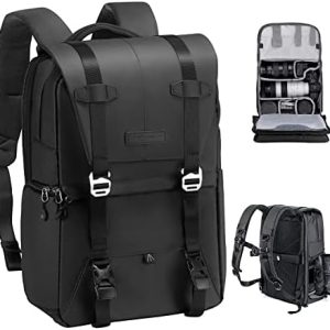 K&F CONCEPT Kamerarucksäcke Große Camera Backpack mit Regenschutz für DSLR SLR Fotosatz 20L 15,6 Zoll Laptop Fotorucksac