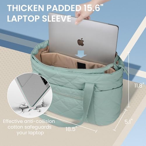 41l ce9zucl. ac .jpg Befen Puffer Tote Bag Damen Groß Handtasche Sporttasche Tragbare Laptoptasche 15,6 Zoll mit Reißverschluss für Reisen, S