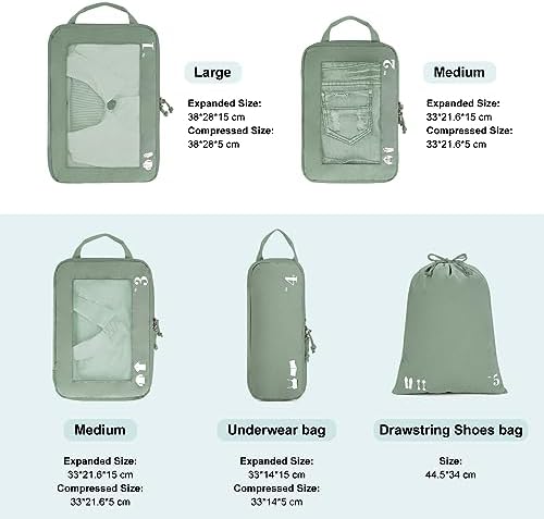 41ln4pauvzl. ac .jpg ECOHUB 5 Teilige Kompression Koffer Organizer Set für Reiseglobalrecyclemax