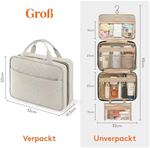 41lwgyxuj2l. ac .jpg Lifewit Reise Kulturbeutel Damen zum Aufhängen mit Organizer Funktion Groß Pink Recycled Claim Standard 100