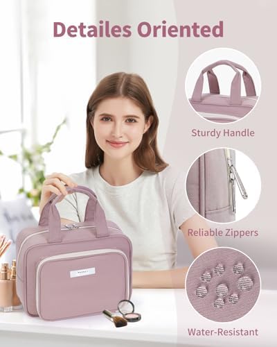 41m01 itml. ac .jpg Narwey Damen Waschtasche Groß & Kosmetiktasche für Herren & Kinder (Kleine Graublaue Blume)