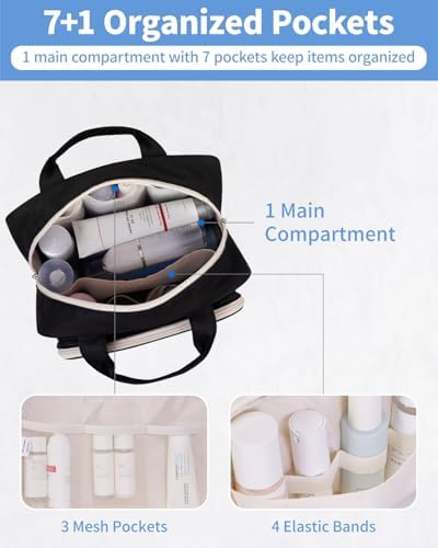 41m59ueyfql. ac .jpg Narwey Damen Waschtasche Groß & Kosmetiktasche für Herren & Kinder (Kleine Graublaue Blume)