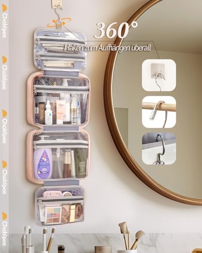 41m96rx3nwl. ac .jpg Chakipee Wasserdichte Reisekulturbeutel zum Aufhängen für Damen – Leichte Waschtasche mit Klarfenster, Ideal für Make-up