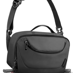 DSLR Kameratasche wasserdicht mit Stativhalterung Umhängetasche für Fotografen (Schwarz)