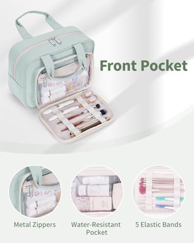 41mpdtkqal. ac .jpg Narwey Damen Waschtasche Groß & Kosmetiktasche für Herren & Kinder (Kleine Graublaue Blume)