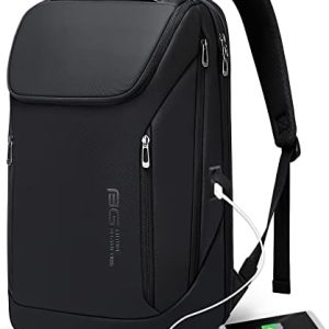 BANGE wasserdichter Business-Smart-Rucksack, 39,6 cm, Laptop mit USB-Ladeanschluss, langlebiger Reise-Rucksack schwarzer