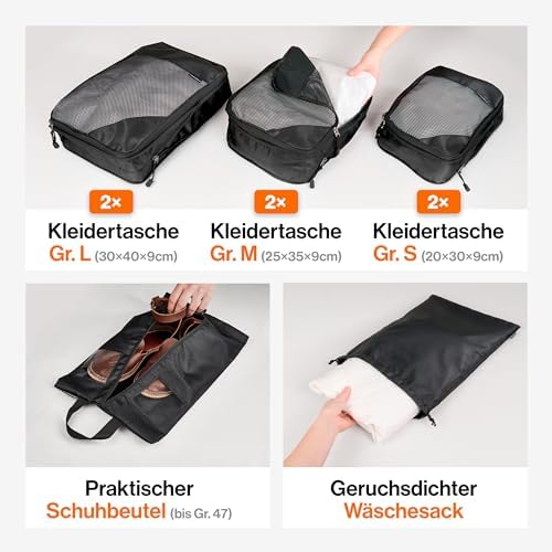 41muxal6fzl. ac .jpg Travely Kompression Packwürfel - 8-teiliges Set - Packwürfel für Reise und Rucksack - Kompressionsbeutel als Kofferorgan