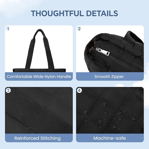 41mxc0gefl. ac .jpg Befen Puffer Tote Bag Damen Groß Handtasche Sporttasche Tragbare Laptoptasche 15,6 Zoll mit Reißverschluss für Reisen, S