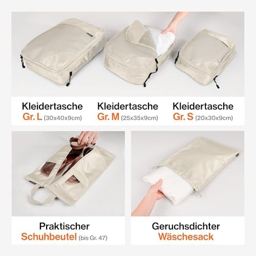 41ma9aukspl. ac .jpg Travely Kompression Packwürfel - 8-teiliges Set - Packwürfel für Reise und Rucksack - Kompressionsbeutel als Kofferorgan