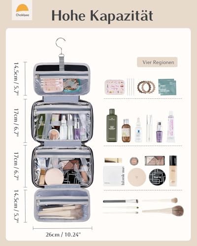 41mgmizg9sl. ac .jpg Chakipee Wasserdichte Reisekulturbeutel zum Aufhängen für Damen – Leichte Waschtasche mit Klarfenster, Ideal für Make-up