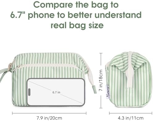 41nqtdukhpl. ac 1.jpg Narwey Minzgrün Kulturtasche Damen Reise Make-up-Tasche Weit Offene Tasche Kosmetiktasche