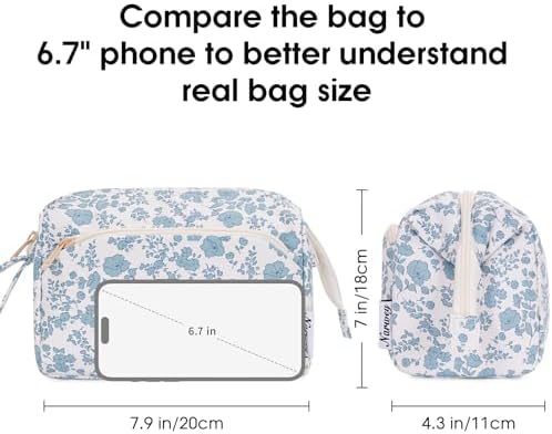 41nch1fsuzl. ac 1.jpg Narwey Minzgrün Kulturtasche Damen Reise Make-up-Tasche Weit Offene Tasche Kosmetiktasche