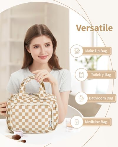 41ngrll5ql. ac .jpg Narwey Damen Waschtasche Groß & Kosmetiktasche für Herren & Kinder (Kleine Graublaue Blume)