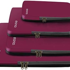 Compression Packing Cube - Organisation Ihres Reisegepäcks und Gepäck Organizer für Rucksack und Koffer, 4-teilig, Burgu