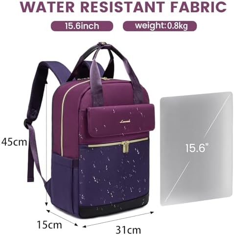 41nw3ybld2l. ac .jpg LOVEVOOK Damen Rucksack, 15,6 Zoll Laptop Schulrucksack, Wasserdicht, Reiserucksack, Beige OEKO-TEX STANDARD 100