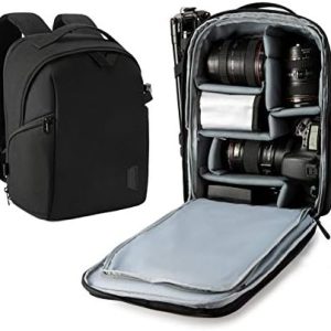 Kamerarucksack Bagsmart Schwarz, DSLR SLR Kameratasche, Passend für 13,3-Zoll Laptops, Wasserfeste Tasche mit Regenschut